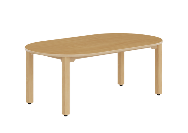 Esstisch, oval, Holz, 4 Beine, geringe Höhe