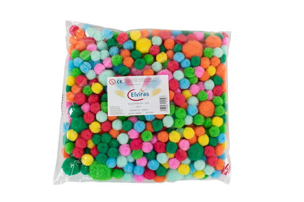Pompons, Stoffbälle, Bunte Pompons, Kunststoffbälle, Ball-Pompons