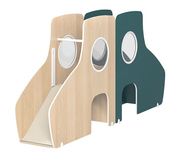 MATHOU Modulares Spielpodest mit Kletteraufstieg & Rutsche, 2-teilig, ab 18 Monate
