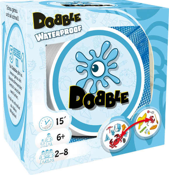Kartenspiel Dobble Waterproof, 2-8 Spieler, Spieldauer 15 Min., ab 6 Jahre Kartenspiel Dobble Waterproof, 2-8 Spieler, Spieldauer 15 Min., ab 6 Jahre