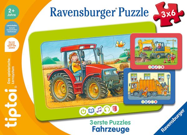 RAVENSBURGER tiptoi® - Fahrzeuge, 3 erste Puzzle mit Sounds, ab 2 Jahre