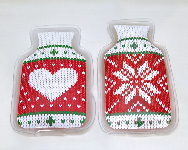 hand warmer, gestrickt, muster, rot weiss grün, herz schneeflocke