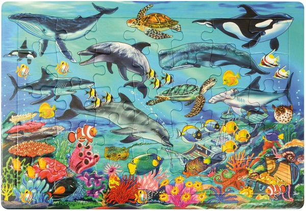 Puzzle, Unterwasserwelt, Meerestiere, Delfin, Schildkröte