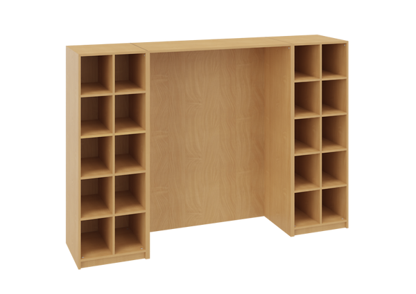 Schrank für Stapelliegen mit Fächer links + rechts, Farbe wählbar