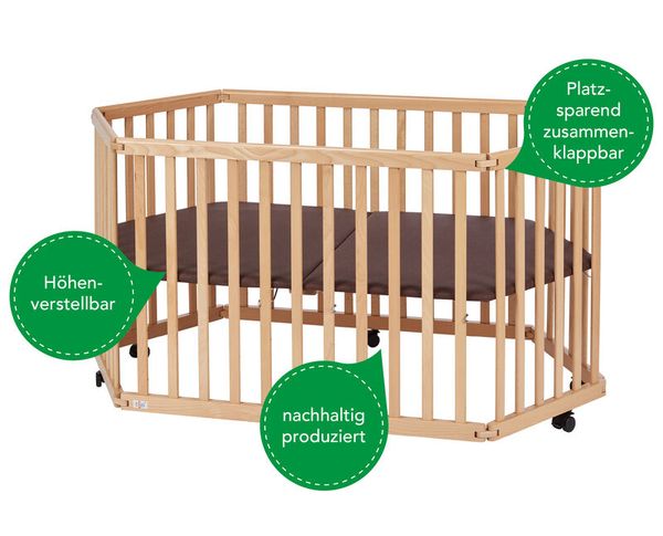 Faltbarer Laufstall 6-Eck, Liegefläche ca. 138 x 82cm, versch. Farben Faltbarer Laufstall 6-Eck, Liegefläche ca. 138 x 82cm, versch. Farben