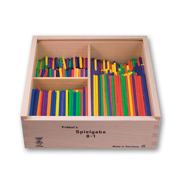holzbox, farbenstäbe, bunt, kreativspiel, holzspielzeug