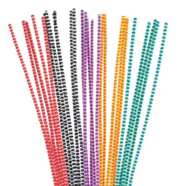 Gestreifte Pfeifenputzer, 30 cm lang,  Ø 4 mm, farbig sortiert, 200 Stück