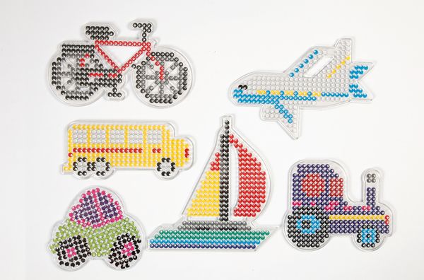 Steckvorlagen für Bügelperlen, Motiv Verkehr & Fahrzeuge, 6 Stück Steckvorlagen für Bügelperlen, Motiv Verkehr & Fahrzeuge, 6 Stück
