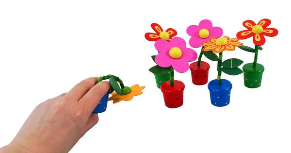 Wackelblume aus Holz, 6 Stück
