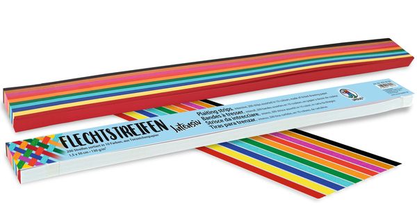 Flechtstreifen, 200 Stück, 10 Farben sortiert, Breite wählbar Flechtstreifen, 200 Stück, 10 Farben sortiert, Breite wählbar