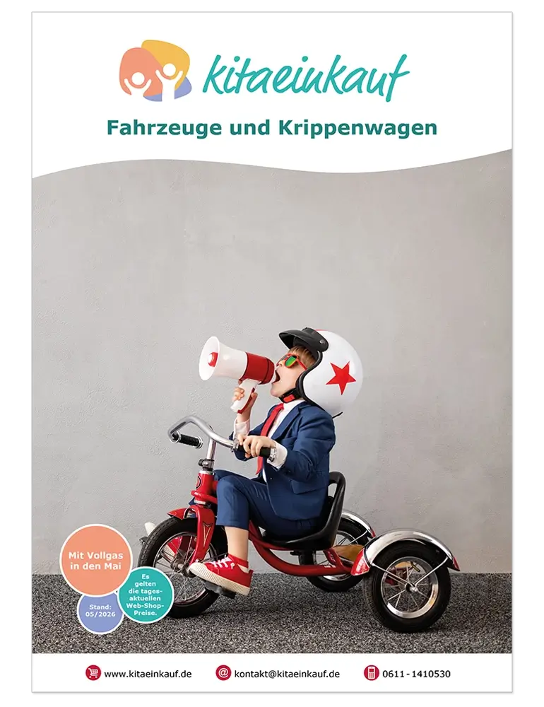 Kindertrike, Motorrad-Trike, rot, blauer Anzug, Megaphon