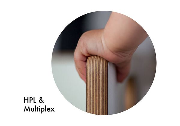 HPL, Multiplex, Schichtaufbau, Holzoptik, Kantenverkleidung