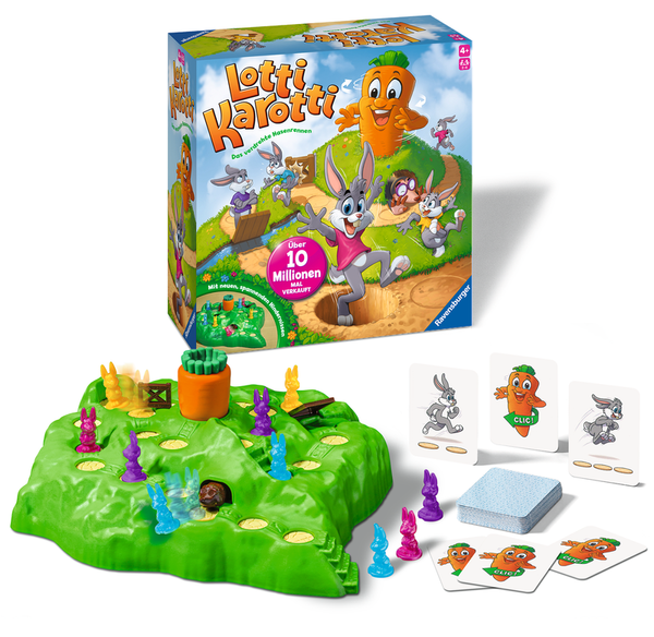 Hobbyspiel, Lotti Karotti, Brettspiel, Kartenspiel, Karten‑Legespiel