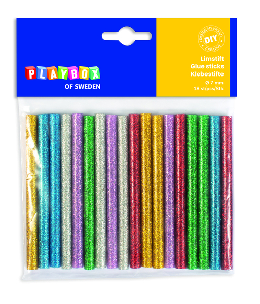 Heißklebesticks für 170° Pistole, farbig, glitzer, Ø 7 mm, 18 Stück Heißklebesticks für 170° Pistole, farbig, glitzer, Ø 7 mm, 18 Stück