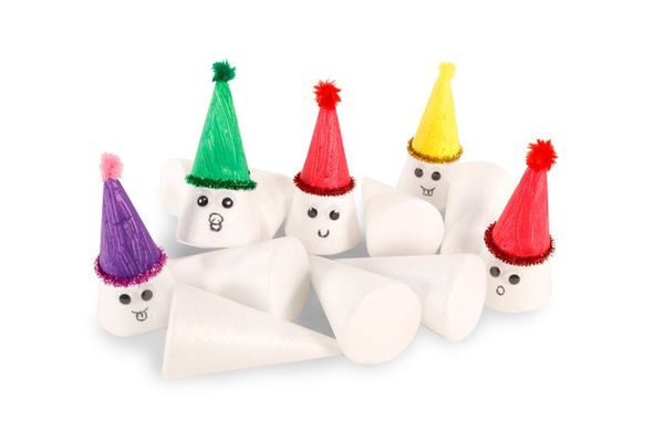 Kegel aus Styropor, 5 Stk.  Kegel aus Styropor, 5 Stk.