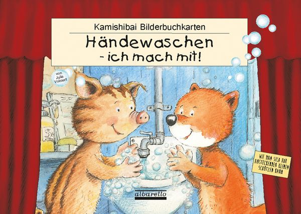 Handtuch, Waschbecken, Kinderbuch, Bär, Blautöne