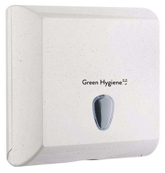 GREEN HYGIENE Falthandtuchspender, Hochstapler - 25% Holzfaser & 50% recycelter Kunststoff, für 500 Blatt