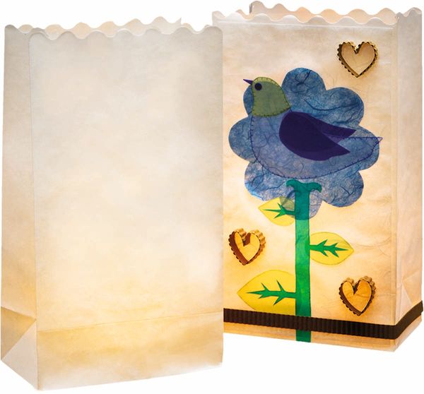 FOLIA Papier-Lichtertüten, weiß/transparent, klein (19x11x7,5 cm), 5 Stück