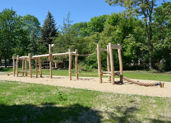 spielplatz, klettergerüst, holz, sandfläche, outdoor