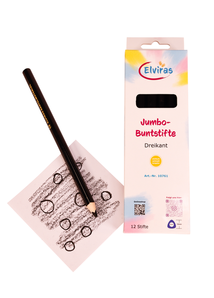ELVIRAS Jumbo Dreikant-Buntstifte, 12 Stück, Farbe wählbar