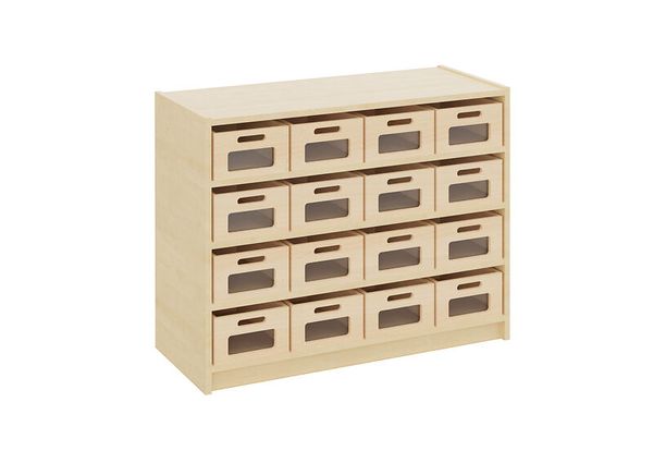 Materialschrank mit mittleren Kästen mit Sichtfenster, Varianten wählbar