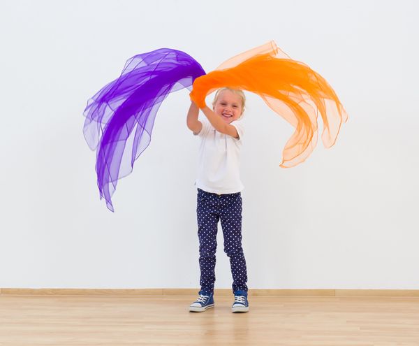 Kind, Kid, Schal, Schal-Twirl, Purple orange Schal