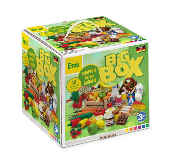 ERZI Sortierung Big Box, Kaufladensortiment aus Holz mit 49 Teilen
