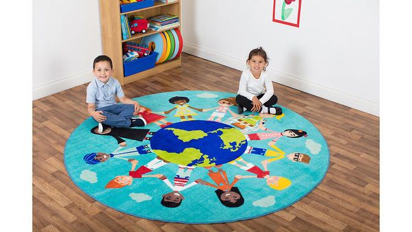Kinder der Welt Teppich rund, Ø 200 cm, weicher Flor aus 100% Nylon