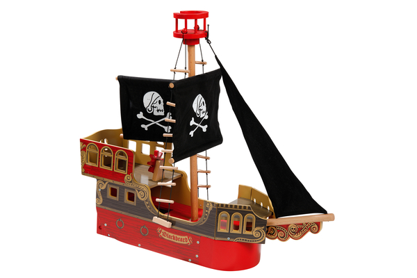 Spielzeugschiff, Piratenschiff, Holzschiff, Segelschiff, Kunststoff-Holz