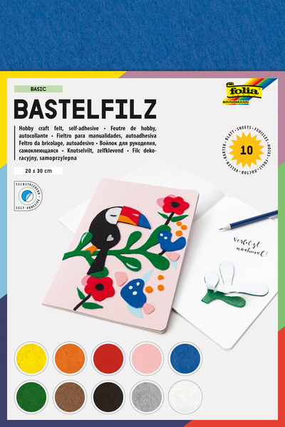 FOLIA Bastelfilz selbstklebend, 20 x 30 cm, 10 Bogen