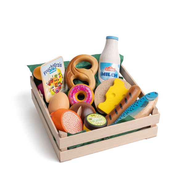 Holzspielzeug, Kauflager?, Holz-Lebensmittel?, Die Verpackung?, Kinder Spielzeugkorb?