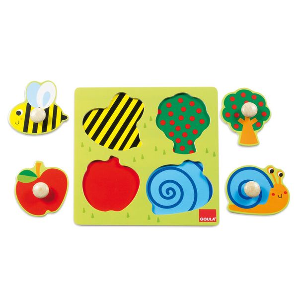 GOULA Holz-Puzzle Garten, 4 Teile, ab 2 Jahre