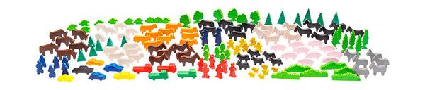 Spielzeugtiere, Tierfiguren, Kunststoff, bunt, Bauernhoftiere