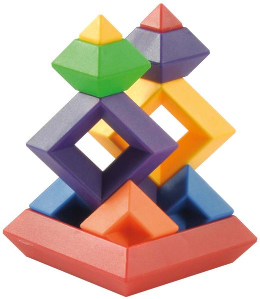 Konstruktionsspielzeug, Holzspielzeug, Stapeln, Geometrische Formen, Mehrfarbig