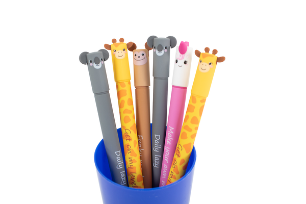 Animal Erase It! Radierbarer Gelschreiber im Set, 6 Stifte mit 4 Tiermotiven, ab 3 Jahre