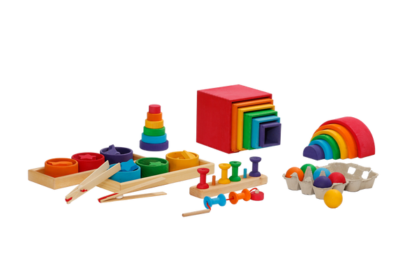 GRIMM´S Grundset – Best of Stapeln, Stecken und Sortieren, 6er Regenbogenfarbigkeit, ab 1 Jahr, 60 Teile GRIMM´S Grundset – Best of Stapeln, Stecken und Sortieren, 6er Regenbogenfarbigkeit, ab 1 Jahr, 60 Teile