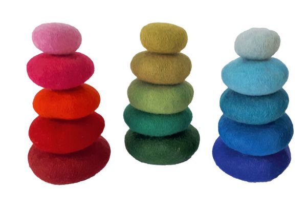 BAUSPIEL Filzkieselstein-Set, 15 Stück in rot, grün und blau BAUSPIEL Filzkieselstein-Set, 15 Stück in rot, grün und blau