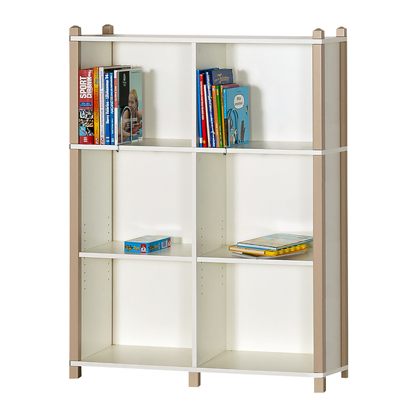 Stollen-Bibliotheksregal mit Mittelwand, 137 cm hoch, Varianten wählbar