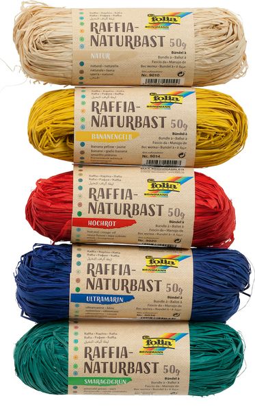 FOLIA Raffia Naturbast 5x50 g farbig sortiert