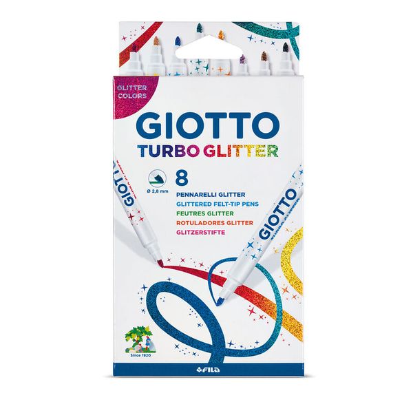 GIOTTO Turbo Glitter-Fasermaler, Etui mit 8 Stück