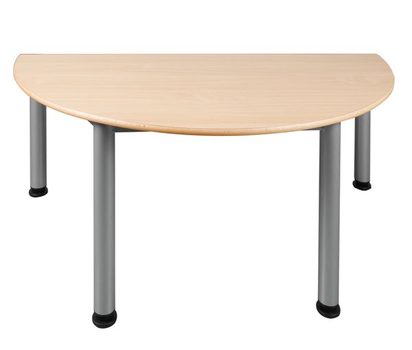 Halbrundtisch mit Rundrohrfüßen, feststehend Halbrundtisch mit Rundrohrfüßen, feststehend