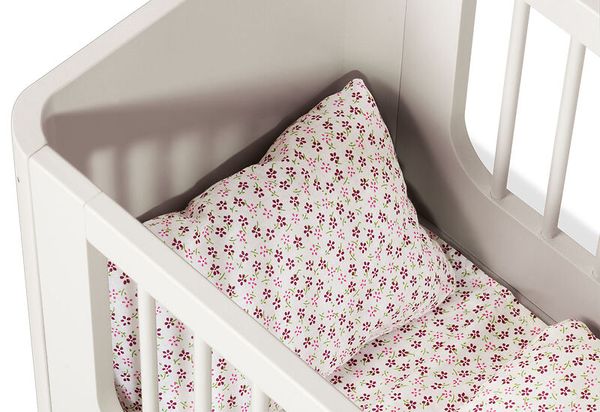 Baby-Krippe, Bezug/ Bettwäsche, Kissen, Blumenmuster, Baumwollstoff