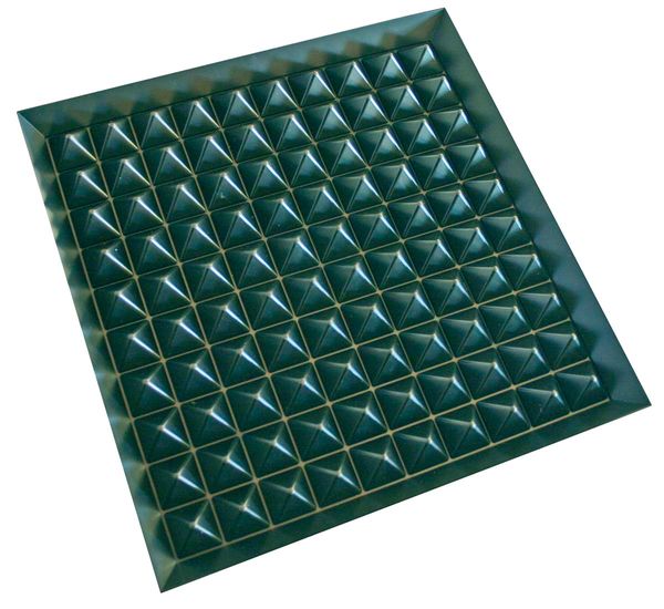 textured panel, grid pattern, metallischer teal, quadratische Fliesen, 3D-Geometrie
