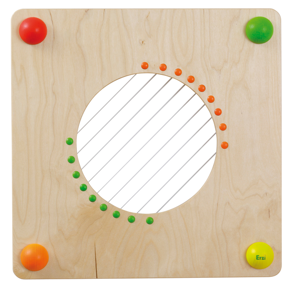 houten bord, cirkel spiegel, kugelknöpfe, grün, orange