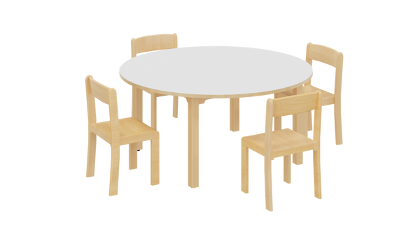 Holztisch, Rundtisch, Kinderstuhl, Esstisch-Set, Holzmöbel
