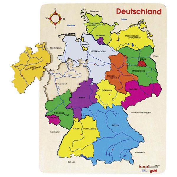 Deutschland Karte, Kartenpuzzle, Deutschland Farben, Ländertyp Karte, Regionen Puzzle