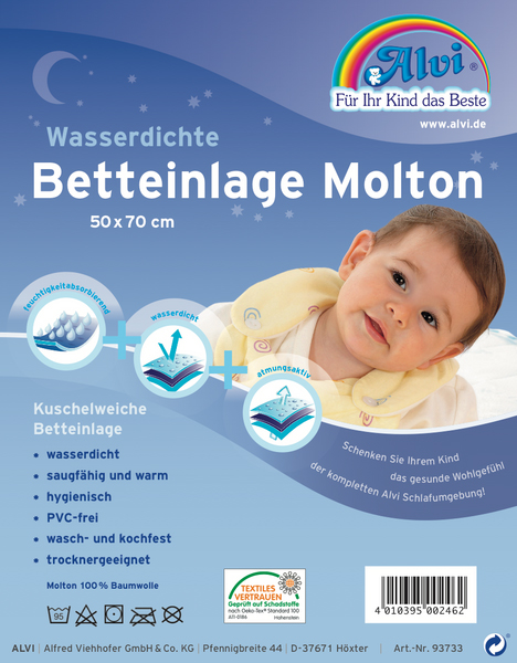 ALVI Wasserdichte Betteinlage, 50 x 70 cm, weiß, Inko-Unterlage für Kinder ALVI Wasserdichte Betteinlage, 50 x 70 cm, weiß, Inko-Unterlage für Kinder