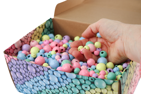 FOLIA Holzperlen, 1 - 1,8 cm, Großpackung, 2200 Stück, Farbe wählbar