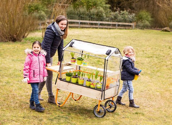 Gartencart, Pflanzenwagen, Glasabdeckung, Kinderfreundlich, Outdoor-Gartenwagen