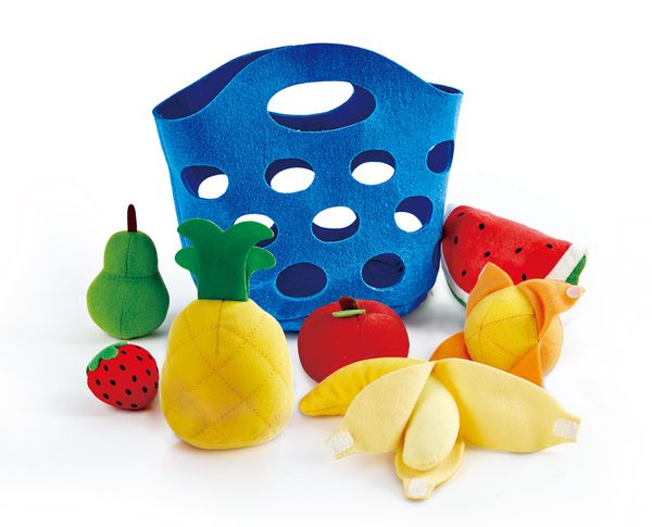 Spielzeug, Fruchtset, Weiche Spielzeugfrüchte, Obstspielzeug, Korb-Set